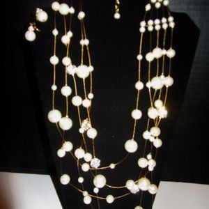 Joan Rivers Classic Collection Dazzling Pearl Faux Necklace & Matching Earrings